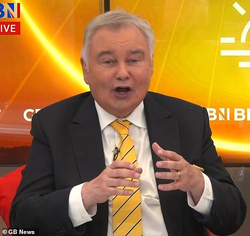 Eamonn Holmes, 65, falls off his chair live on GB News two weeks after being rushed to hospital when he collapsed at home