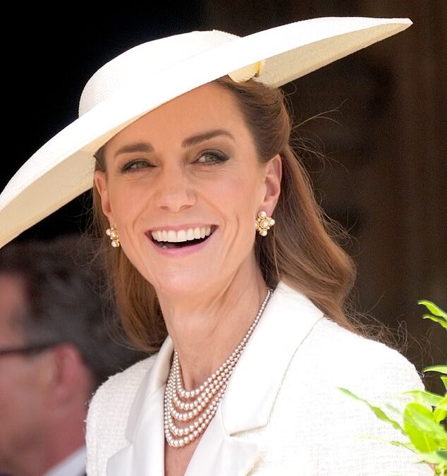 Princess of Wales is radiant in a white Self Portrait dress as she arrives at St George’s Chapel for the Order of the Garter ceremony